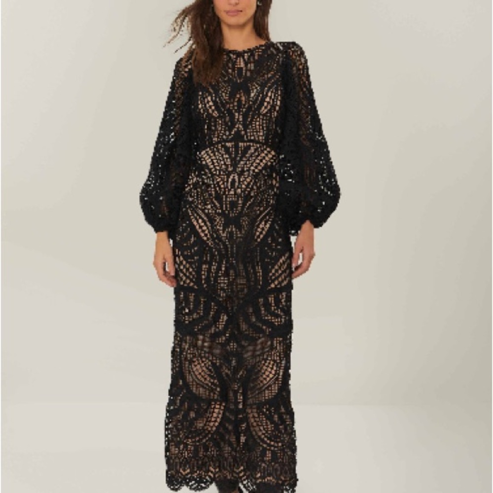 Farm Rio - Black Nature Guipure Dress